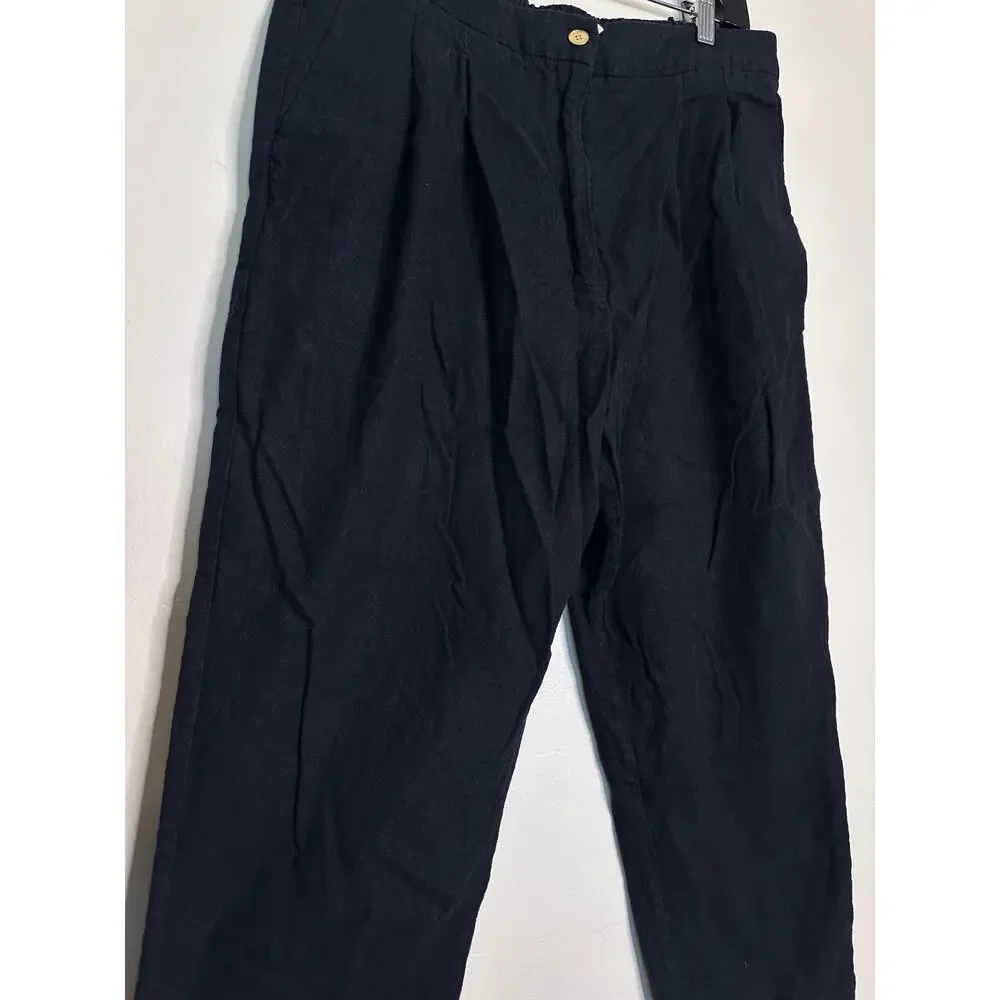 MK Michael Kors Black Linen Blend Cropped Capri Pants 12